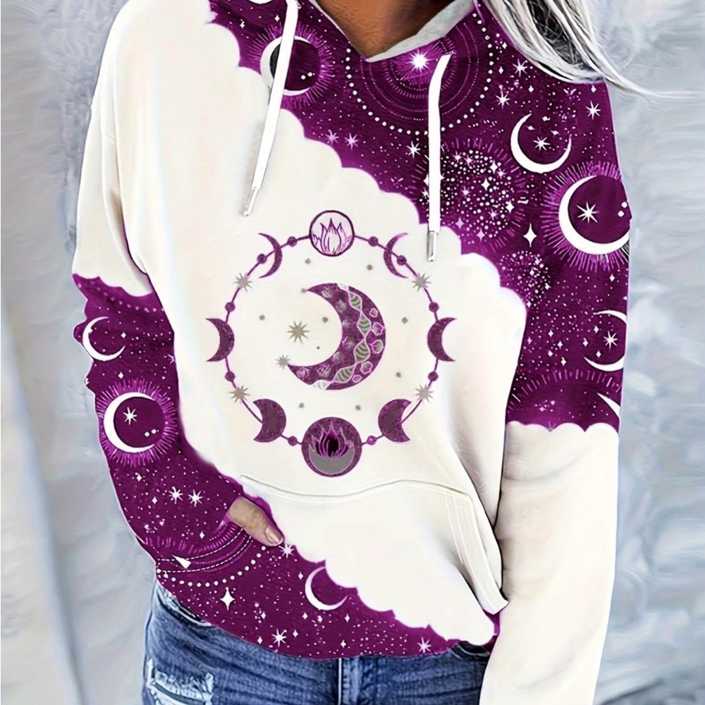 Purple and White Celestial Women's Hoodie